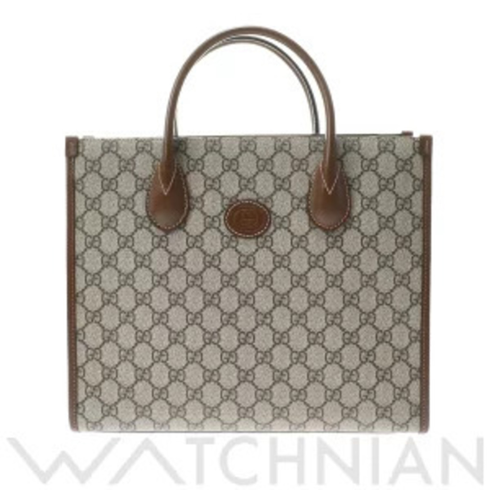 Gucci GG Tote Bag Beige Brown Ebony Supreme Canvas Leather